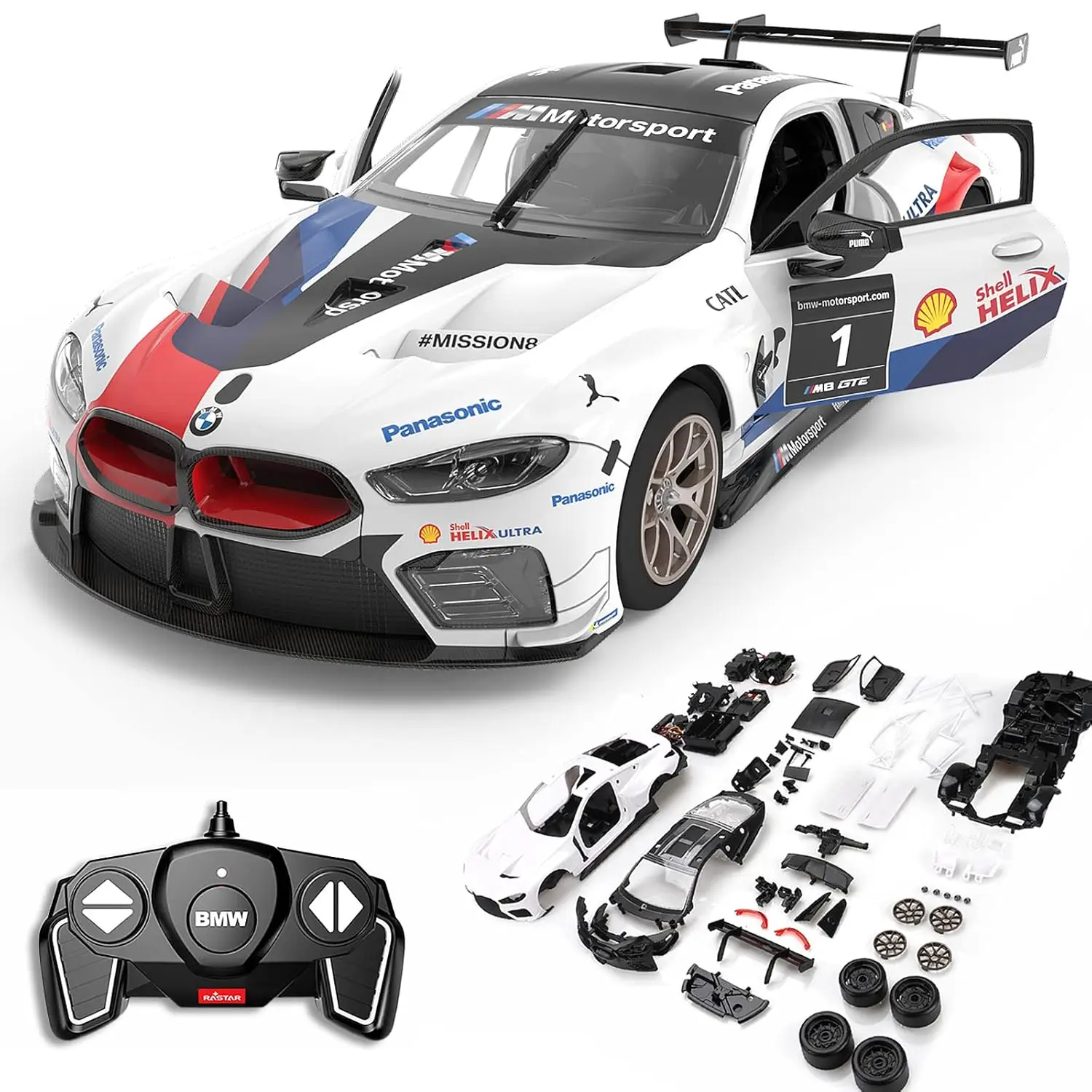 RASTAR 97200 1/18 BMW M8 GTE Collectible RC Car Building Kit - Ideal Gifts for Play & Display - Officially Licensed Car Model with Remote Controller for Kids, Teens & Adults